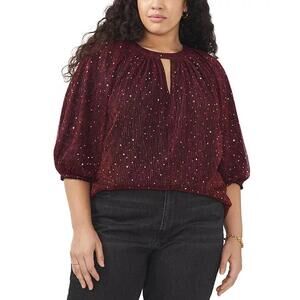 Vince Camuto Metallic Keyhole-Neck Top, 3X